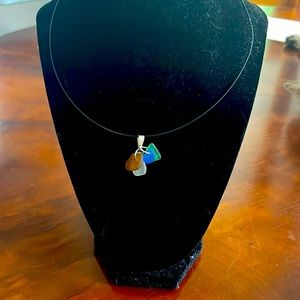 Handmade multicolored sea glass choker.